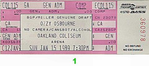 Ozzy Osbourne Vintage Ticket