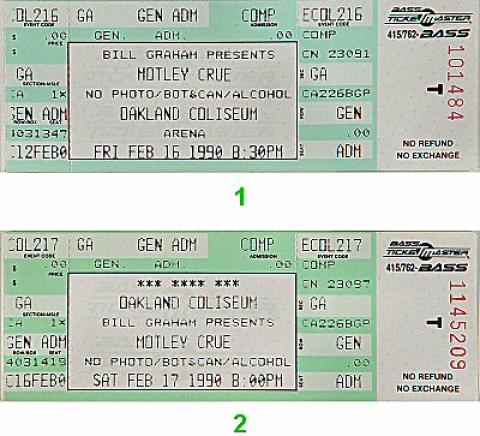 Motley Crue Vintage Ticket