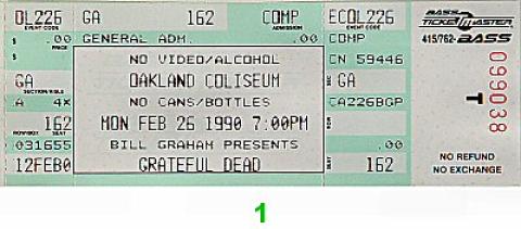 Grateful Dead Vintage Ticket