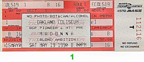 Madonna Vintage Ticket