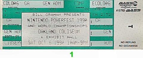 Nintendo Powerfest 1990 Vintage Ticket
