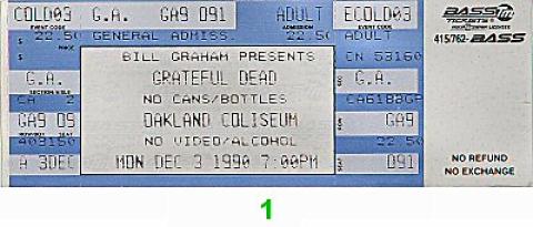 Grateful Dead Vintage Ticket