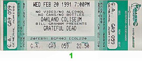 Grateful Dead Vintage Ticket