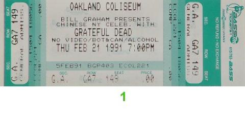 Grateful Dead Vintage Ticket