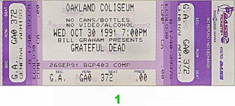 Grateful Dead Vintage Ticket