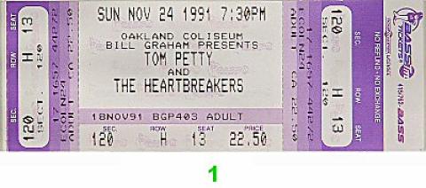 Tom Petty & the Heartbreakers Vintage Ticket