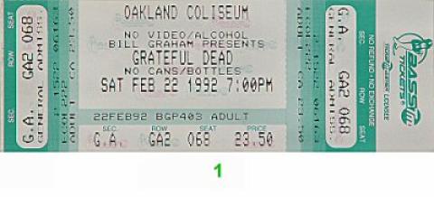 Grateful Dead Vintage Ticket