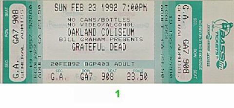 Grateful Dead Vintage Ticket