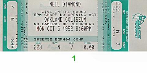 Neil Diamond Vintage Ticket