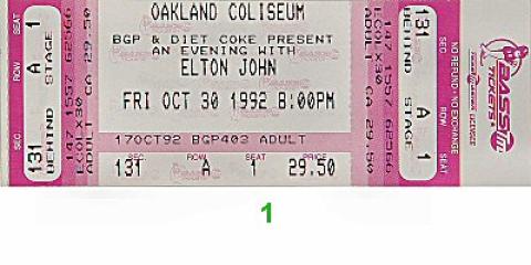 Elton John Vintage Ticket