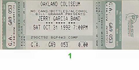 Jerry Garcia Band Vintage Ticket