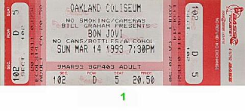 Bon Jovi Vintage Ticket