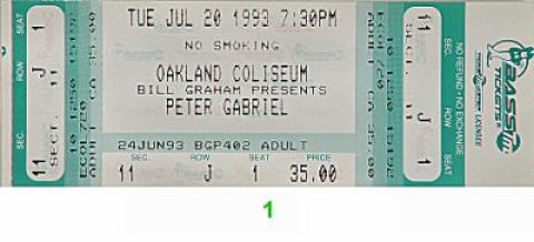 Peter Gabriel Vintage Ticket