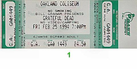 Grateful Dead Vintage Ticket