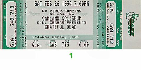 Grateful Dead Vintage Ticket