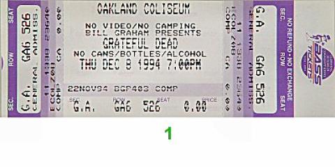 Grateful Dead Vintage Ticket