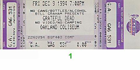 Grateful Dead Vintage Ticket