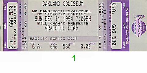 Grateful Dead Vintage Ticket