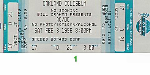 AC/DC Vintage Ticket