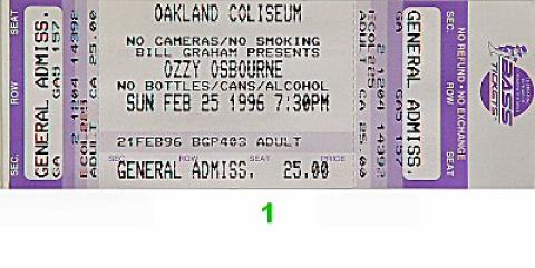 Ozzy Osbourne Vintage Ticket