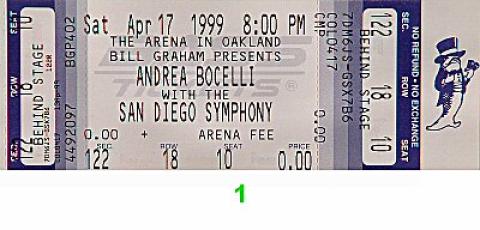 Andrea Bocelli Vintage Ticket