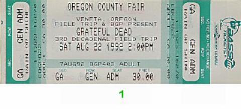 Grateful Dead Vintage Ticket