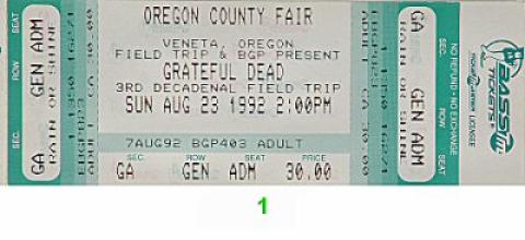 Grateful Dead Vintage Ticket
