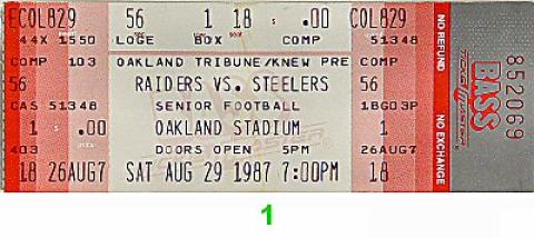 Raiders-Steelers Vintage Ticket
