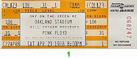 Pink Floyd Vintage Ticket