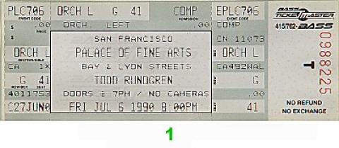 Todd Rundgren Vintage Ticket