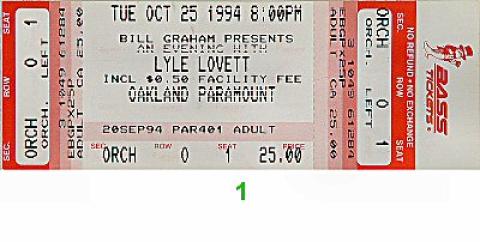 Lyle Lovett Vintage Ticket