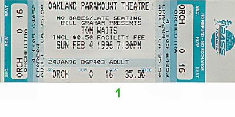 Tom Waits Vintage Ticket