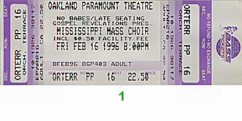 Mississippi Mass Choir Vintage Ticket