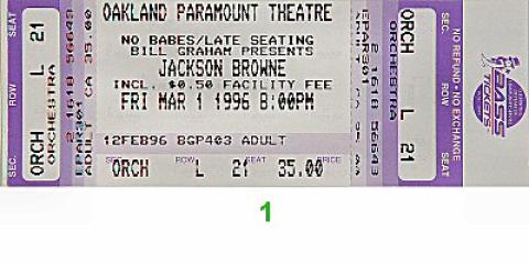 Jackson Browne Vintage Ticket