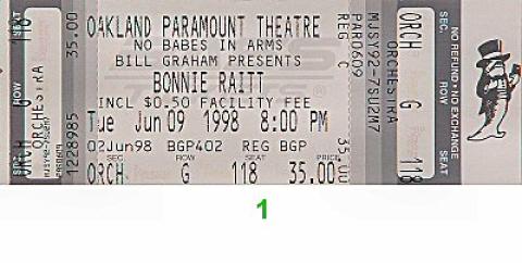 Bonnie Raitt Vintage Ticket