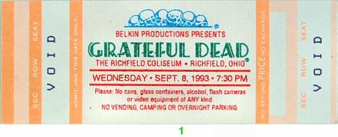 Grateful Dead Vintage Ticket