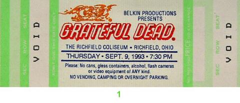 Grateful Dead Vintage Ticket
