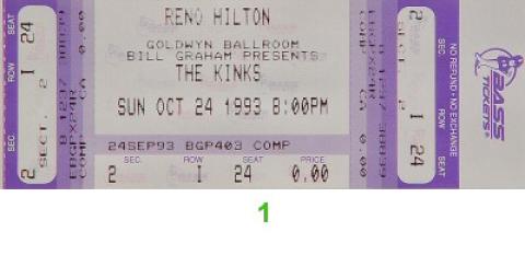 The Kinks Vintage Ticket