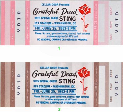 Grateful Dead Vintage Ticket