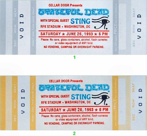 Grateful Dead Vintage Ticket