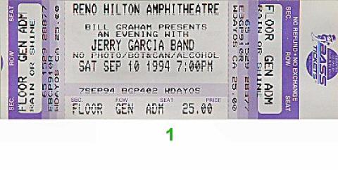 Jerry Garcia Band Vintage Ticket