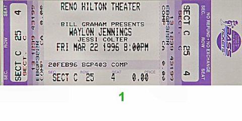 Waylon Jennings Vintage Ticket
