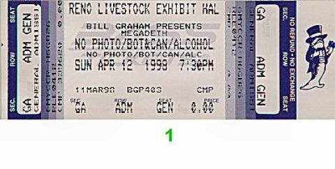 Megadeth Vintage Ticket