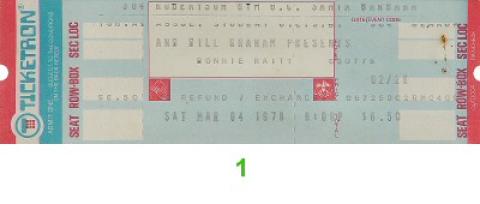 Bonnie Raitt Vintage Ticket