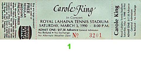 Carole King Vintage Ticket
