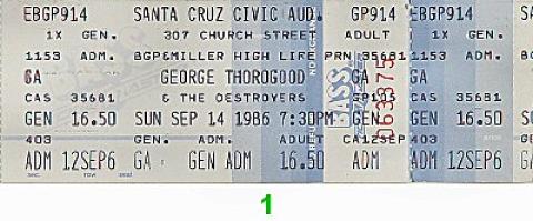 George Thorogood & The Delaware Destroyers Vintage Ticket