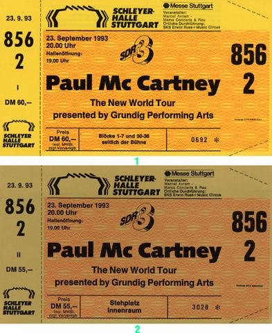 Paul McCartney Vintage Ticket