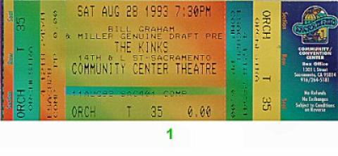 The Kinks Vintage Ticket