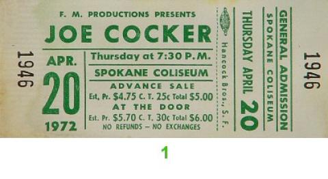 Joe Cocker Vintage Ticket