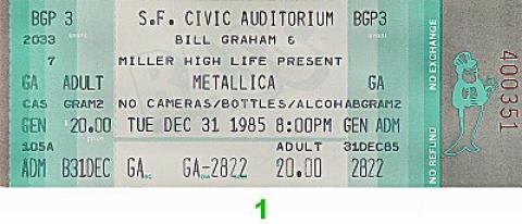 Metallica Vintage Ticket